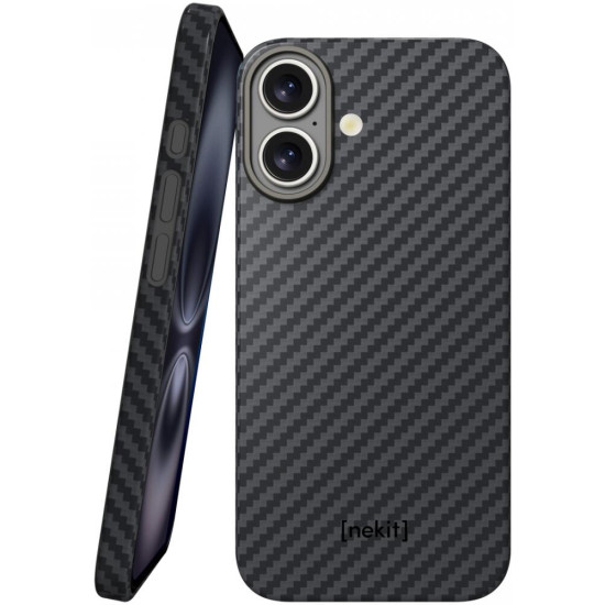 Θήκη Apple iPhone 16 - Nekit Fiber Σκληρή με MagSafe Aramid Fiber - 1mm - 1500D Kevlar - Black (8719246451881)