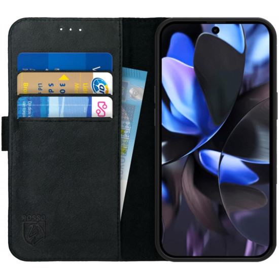 Θήκη Google Pixel 9 / 9 Pro - Rosso Deluxe Δερμάτινη Πορτοφόλι - Black (8719246449505)