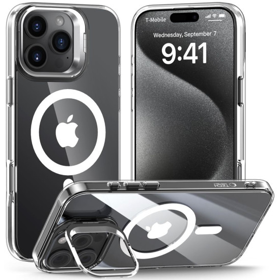 Θήκη Apple iPhone 16 Pro - Tech-Protect MagStand Σκληρή Διάφανη με MagSafe & KickStand - Clear (5906302375844)