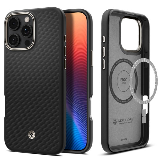 Θήκη Apple iPhone 16 Pro Max - Spigen Enzo Aramid MagFit Σκληρή με MagSafe & TPU - 1500D - 2mm - Black / Natural (ACS08501)