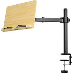 Navaris Book Stand with Clamp - Ρυθμιζόμενη Βάση με Βραχίονα & Σφιγκτήρα για Ανάγνωση Βιβλίου / Laptop / Tablet / eReader / Αναλόγιο από Μπαμπού - 34 x 24 cm - Natural Bamboo (‎NAV0000272P001C)