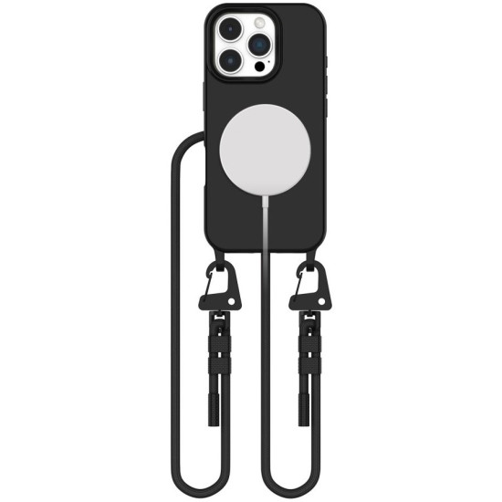 Θήκη Apple iPhone 16 Pro Max - Tech-Protect MagNecklace Σιλικόνης με MagSafe & Αποσπώμενο Λουράκι Λαιμού - Black (5906302311965)