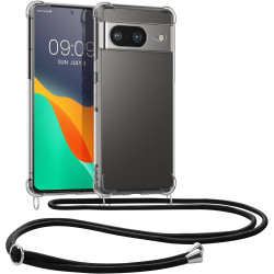 Θήκη Google Pixel 8 - KWmobile Crystal TPU Necklace Διάφανη Σιλικόνης με Λουράκι Λαιμού - Transparent / Black (61863.01)