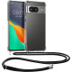 Θήκη Google Pixel 8 - KWmobile Crystal TPU Necklace Διάφανη Σιλικόνης με Λουράκι Λαιμού - Transparent / Black (61863.01)