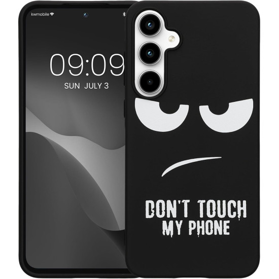 Θήκη Samsung Galaxy A55 - KWmobile TPU Case Σιλικόνης - Don't Touch My Phone / White / Black (KWM000021QD001C)