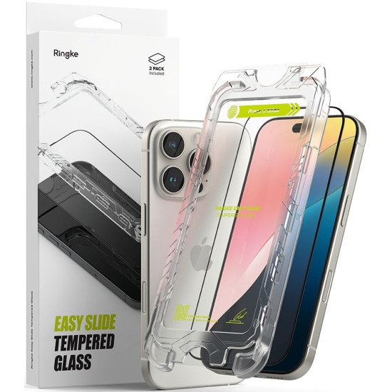 Αντιχαρακτικό Γυαλί Προστασίας Apple iPhone 16 Pro - Ringke Easy Slide Tempered Glass FullFace Οθόνης - 2 Τεμάχια - Black (8800274960046)