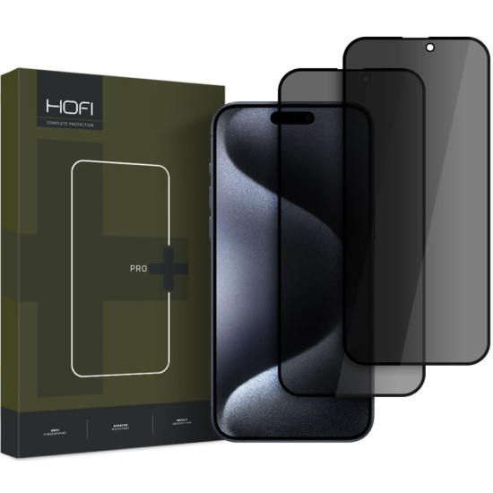 Αντιχαρακτικό Γυαλί Προστασίας Apple iPhone 17 Pro Max / 16 Pro Max - Hofi Anti Spy Pro+ Tempered Glass Privacy Full Face Απορρήτου Οθόνης - 2 Τεμάχια - Black (5906302310890)