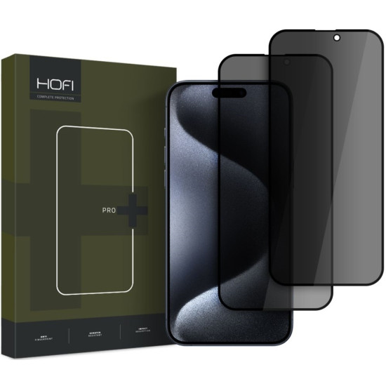 Αντιχαρακτικό Γυαλί Προστασίας Apple iPhone 16 - Hofi Anti Spy Pro+ Tempered Glass Privacy Full Face Απορρήτου Οθόνης - 2 Τεμάχια - Black (5906302310869)