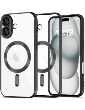 Θήκη Apple iPhone 16 - Tech-Protect MagFlex Διάφανη Σιλικόνης με MagSafe - Shiny Black (5906302311347)