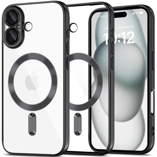 Θήκη Apple iPhone 16 - Tech-Protect MagFlex Διάφανη Σιλικόνης με MagSafe - Shiny Black (5906302311347)