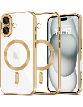 Θήκη Apple iPhone 16 - Tech-Protect MagFlex Διάφανη Σιλικόνης με MagSafe - Shiny Gold (5906302311385)