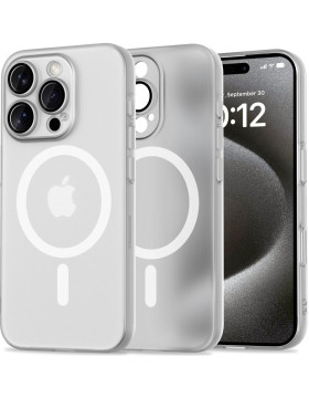 Θήκη Apple iPhone 16 Pro - Tech-Protect MagSlim Σκληρή Ημιδιάφανη με MagSafe & Πλαίσιο Κάμερας - Matte / White (5906302311286)