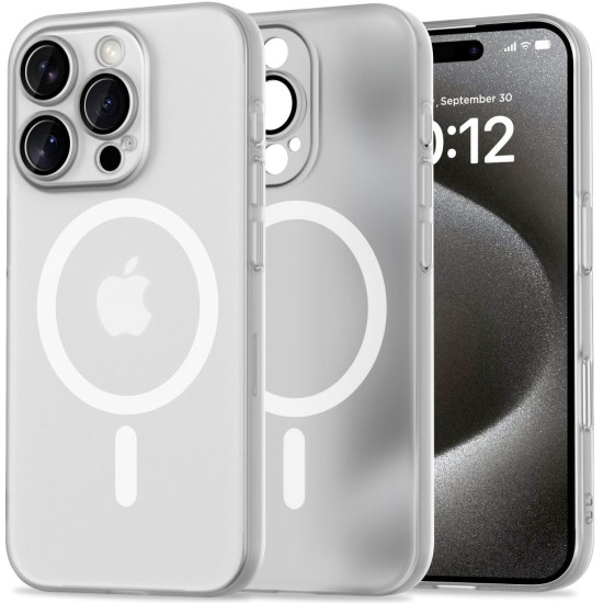 Θήκη Apple iPhone 16 Pro - Tech-Protect MagSlim Σκληρή Ημιδιάφανη με MagSafe & Πλαίσιο Κάμερας - Matte / White (5906302311286)