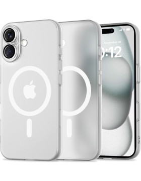 Θήκη Apple iPhone 16 - Tech-Protect MagSlim Σκληρή Ημιδιάφανη με MagSafe & Πλαίσιο Κάμερας - Matte / White (5906302311262)