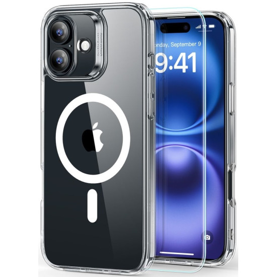 Θήκη & Αντιχαρακτικό Γυαλί Προστασίας Apple iPhone 16 - ESR Classic Hybrid HaloLock Σετ Ανθεκτική με MagSafe & Tempered Glass Οθόνης - Clear (4894240242964)