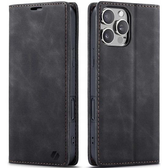 Θήκη Apple iPhone 16 Pro Max - Spacecase Wallet Πορτοφόλι - Black (5905719111441)