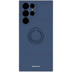 Θήκη Samsung Galaxy S22 Ultra 5G - Spacecase Silicone Ring Σιλικόνης με Μεταλλικό Μαγνητικό Ring Holder - Blue (5905719014223)