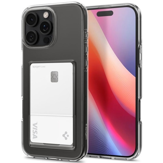 Θήκη Apple iPhone 16 Pro - Spigen Crystal Slot Σιλικόνης με Υποδοχή για Κάρτα - Crystal Clear (ACS08144)
