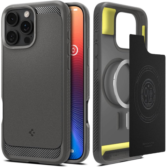 Θήκη Apple iPhone 16 Pro - Spigen Rugged Armor MagFit με MagSafe - Gray (ACS08116)