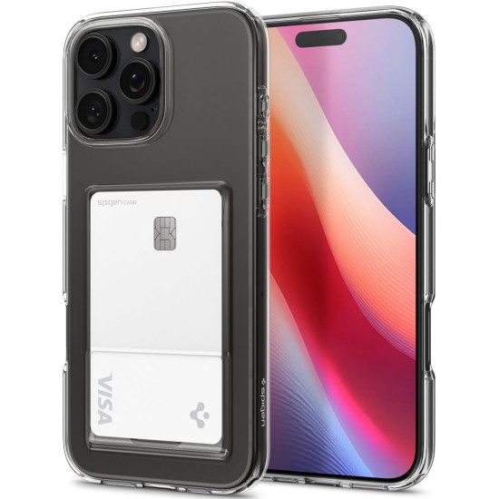 Θήκη Apple iPhone 16 Pro Max - Spigen Crystal Slot Σιλικόνης με Υποδοχή για Κάρτα - Crystal Clear (ACS08011)