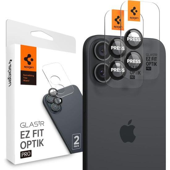 Αντιχαρακτικό Γυαλί Προστασίας Apple iPhone 17 / 16 / 16 Plus - Spigen GLAS.tR EZ Fit OPTIK Pro Camera Lens Protector για Φακό Κάμερας - 2 Τεμάχια - Black (AGL07921)