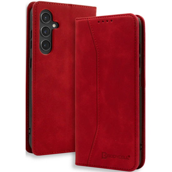 Θήκη Samsung Galaxy S24 FE - Bodycell Book Case Πορτοφόλι - Red (5206015079566)