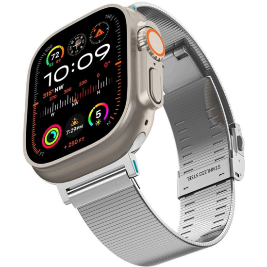 Λουράκι Apple Watch Ultra/SE/11/10/9/8/7/6/5/4 (49/46/45/44mm) - Spigen Sleek Link από Ανοξείδωτο Ατσάλι - Silver (AMP07224)