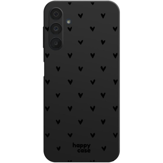 Θήκη Samsung Galaxy A15 - HappyCase Σιλικόνης - Hearts Black Print (8719246446542)