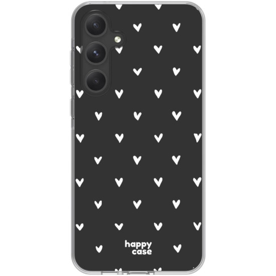 Θήκη Samsung Galaxy A55 - HappyCase Διάφανη Σιλικόνης - Hearts Print (8719246449697)