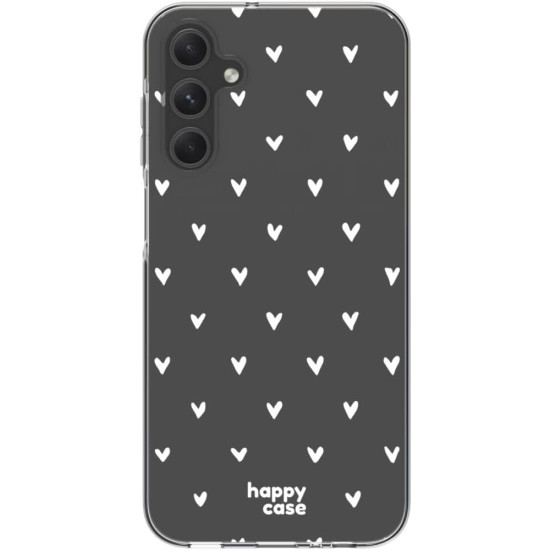 Θήκη Samsung Galaxy A15 - HappyCase Διάφανη Σιλικόνης - Hearts Print (8719246446504)