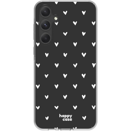 Θήκη Samsung Galaxy A35 - HappyCase Διάφανη Σιλικόνης - Hearts Print (8719246449826)