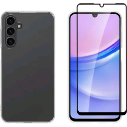 Θήκη & Αντιχαρακτικό Γυαλί Προστασίας Samsung Galaxy A16 - Vivid Set Gelly Case Σετ Διάφανη Σιλικόνης & FullFace Tempered Glass Οθόνης - Transparent / Black (VIGELLY418GLASSBK)
