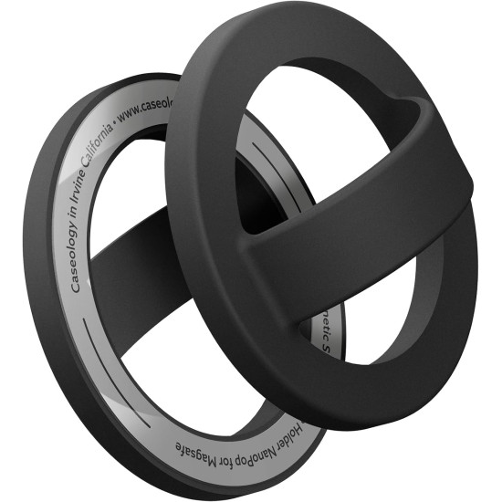 Caseology Nano Pop Silicone MagSafe Holder - Μαγνητικό MagSafe Στήριγμα Δακτύλου / Finger Grip / Holder Σιλικόνης για iPhone - Black Sesame (AFA07060)
