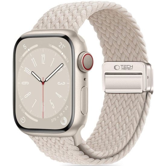 Λουράκι Apple Watch SE/11/10/9/8/7/6/5/4 (42/41/40mm) - Tech-Protect NylonMag Ελαστικό - Natural Titanium (5906302312849)