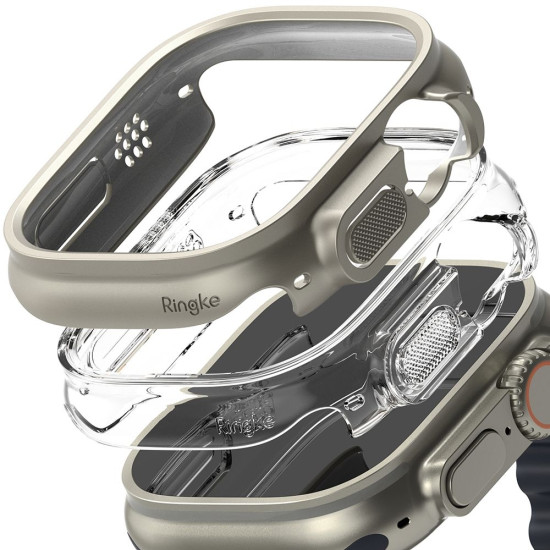 Θήκη Apple Watch Ultra 3 / Ultra 2 / Ultra 1 49mm - Ringke Slim Case Σκληρή - 2 Τεμάχια - Clear / Titanium Gray (8809881269023)