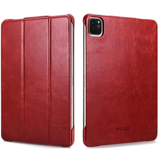 Θήκη Apple iPad Air 7 2025 11" / Air 6 2024 11" / Air 5 2022 10.9" / Air 4 2020 10.9" / Pro 11" 2022 / 2021 / 2020 / 2018 - iCarer Genuine Leather Case Σκληρή Δερμάτινη - Red (RID720-RD)