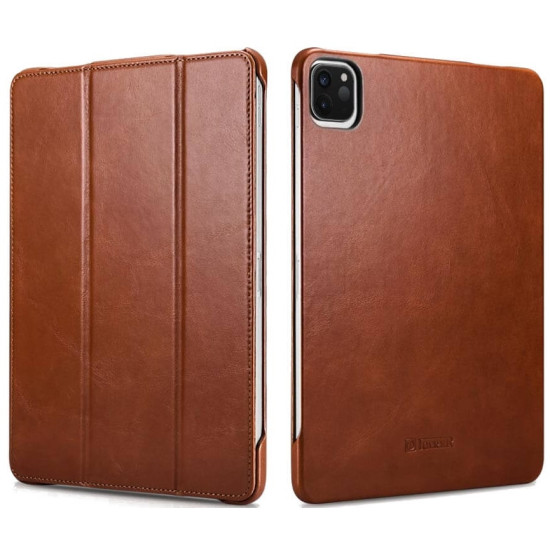 Θήκη Apple iPad Air 7 2025 11" / Air 6 2024 11" / Air 5 2022 10.9" / Air 4 2020 10.9" / Pro 11" 2022 / 2021 / 2020 / 2018 - iCarer Genuine Leather Case Σκληρή Δερμάτινη - Brown (RID720-BN)