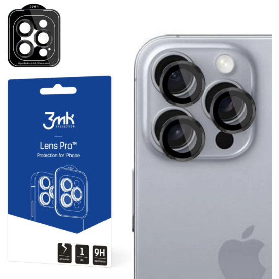 Αντιχαρακτικό Γυαλί Προστασίας Apple iPhone 16 Pro / 16 Pro Max - 3MK Lens Protection Pro για Φακό Κάμερας - Black (5903108588584)