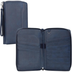 Navaris PU Family Passport Holder - Αντικλεπτικό Ταξιδιωτικό Πορτοφόλι με RFID για Κάρτες / Διαβατήριο / Κλειδί με Αποσπώμενο Λουράκι Χειρός - Navy (NAV0000202R002C)