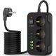 Tech-Protect PC3X6 Multi Plug Power Strip - Πολύπριζο με 3 x Υποδοχές AC 240V με Διακόπτη & Καλώδιο 200cm - 3 x USB-A / 3 x Type-C - 3.1A - Black (5906302310555)