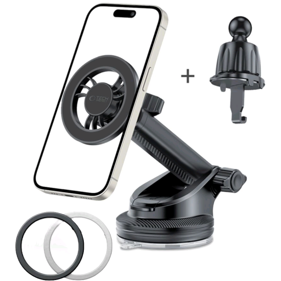 Tech-Protect N56 Magnetic MagSafe Dashboard & Vent Car Mount - Μαγνητική Βάση Στήριξης Κινητών MagSafe για Ταμπλό / Παρμπρίζ Αυτοκινήτου & Αεραγωγούς Αυτοκινήτων - Black (5906302313211)