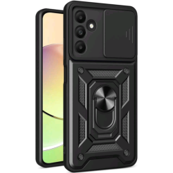 Θήκη Samsung Galaxy A16 - Bodycell Armor Slide Ανθεκτική με Κάλυμμα για την Κάμερα & Μεταλλικό Ring Holder - Black (5206015078873)