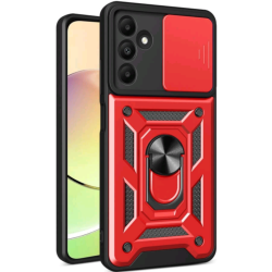 Θήκη Samsung Galaxy A16 - Bodycell Armor Slide Ανθεκτική με Κάλυμμα για την Κάμερα & Μεταλλικό Ring Holder - Red (5206015078880)