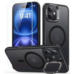 Θήκη & Αντιχαρακτικό Γυαλί Προστασίας Apple iPhone 16 - ESR Classic Hybrid HaloLock with Stash Stand Σετ Ανθεκτική MagSafe & Tempered Glass Οθόνης με KickStand - Frosted Black (4894240243626)