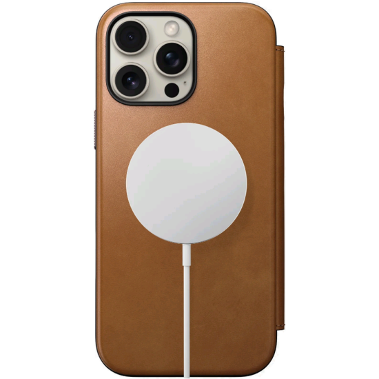 Θήκη Apple iPhone 16 Pro Max - Nomad Modern Leather Folio Δερμάτινο Πορτοφόλι με MagSafe - English Tan (NM01673385)