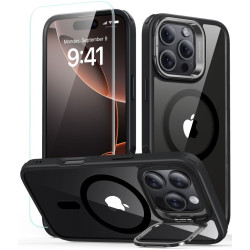 Θήκη & Αντιχαρακτικό Γυαλί Προστασίας Apple iPhone 16 Pro Max - ESR Classic Hybrid HaloLock with Stash Stand Σετ Ανθεκτική MagSafe & Tempered Glass Οθόνης με KickStand - Clear / Black (4894240243763)