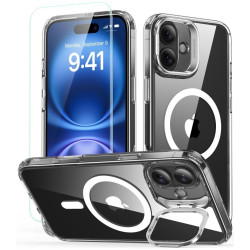 Θήκη & Αντιχαρακτικό Γυαλί Προστασίας Apple iPhone 16 Plus - ESR Classic Hybrid HaloLock with Stash Stand Σετ Ανθεκτική MagSafe & Tempered Glass Οθόνης με KickStand - Clear (4894240243664)