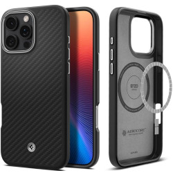 Θήκη Apple iPhone 16 Pro Max - Spigen Enzo Aramid MagFit Σκληρή με MagSafe & TPU - 1500D - 2mm - Black / Silver (ACS08017)