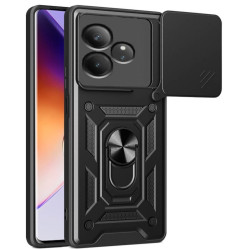 Θήκη Realme GT 6 / GT 6T - Bodycell Armor Slide Ανθεκτική με Κάλυμμα για την Κάμερα & Μεταλλικό Ring Holder - Black (5206015078811)