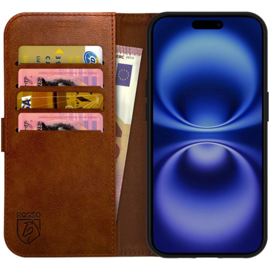 Θήκη Apple iPhone 16 Plus - Rosso Element PU Πορτοφόλι - Brown (8719246453885)